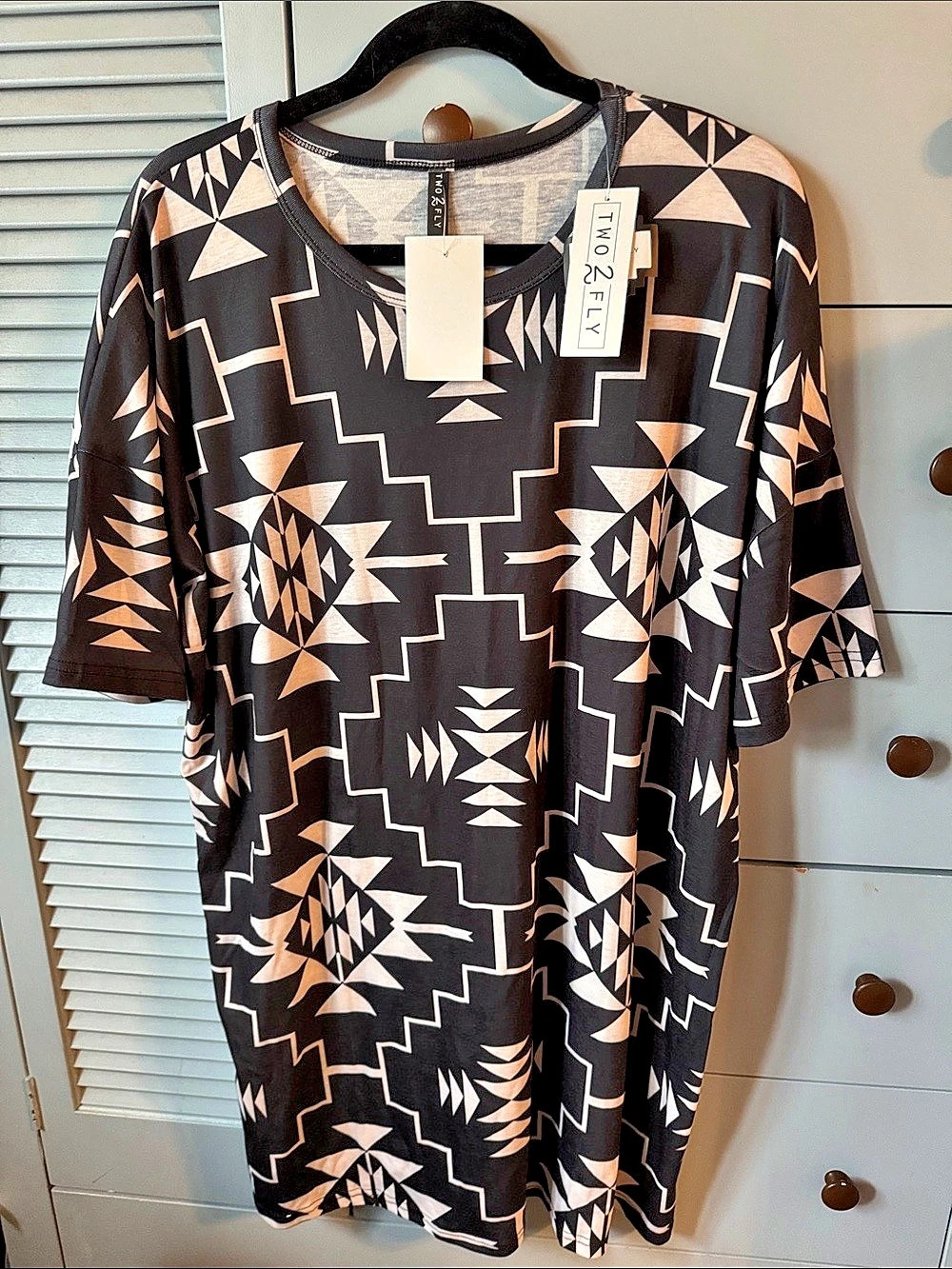 Two Fly Geometric Mini Dress in Black & White Size S/M NWT